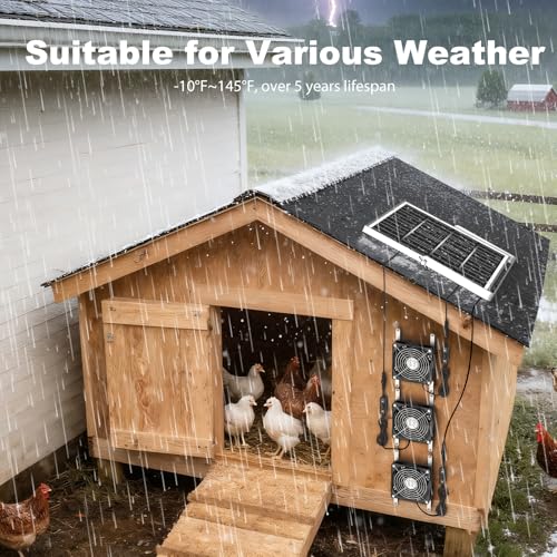 5.5" Solar Chicken Coop Fan 3 Kit, 30W Solar Powered Greenhouse Fan, Solar Exhaust & Intake Fans Outdoor Waterproof, for Outside Shed Doghouse Ventilation Air Circulation Cooling, No Battery - size: 5.5" Fan 3 Kit