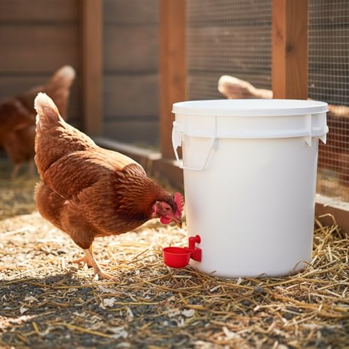 Automatic Chicken Waterer Cups, 24-Pack Poultry Drinker with Hole Saw, Gravity Fed Leak-Proof Water Feeder for Chickens, Ducks, Turkeys, Rabbits, Geese