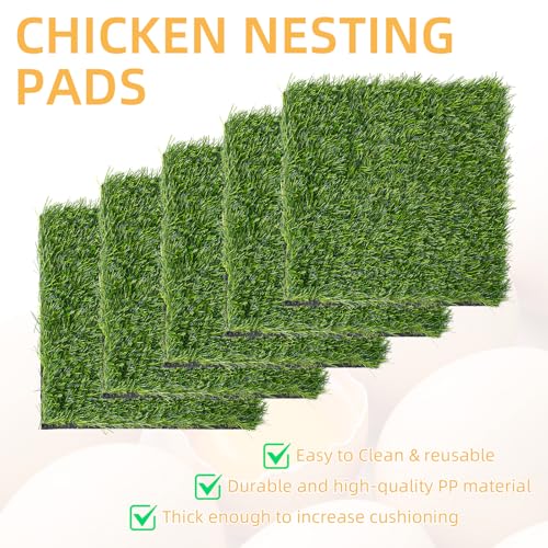 20Pcs Chickens Nesting Pads Set, Washable Artificial Grass Nesting Pads, Reusable Laying Eggs Bedding for Chickens Coop, 12 x 12 x 1.2 Inches(Green) - color: Green