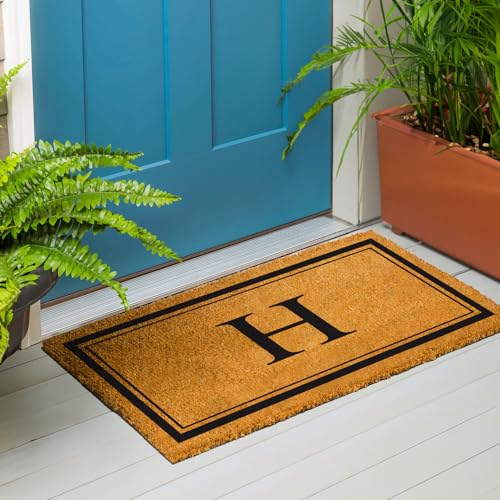 Evergreen Flag Monogram Large Coir Doormat, 36x24 Inches, Letter H - color: Letter H, size: 36 x 24 inches