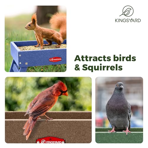 Kingsyard Ground Bird Feeder, Elevated Tray with Recycled Poly Lumber | Metal Mesh Base, Quick Drainage, Foldable Legs for Easy Storage, 5 Lbs Seed Capacity, Weather Resistant, Easy to Clean, Brown - color: Brown