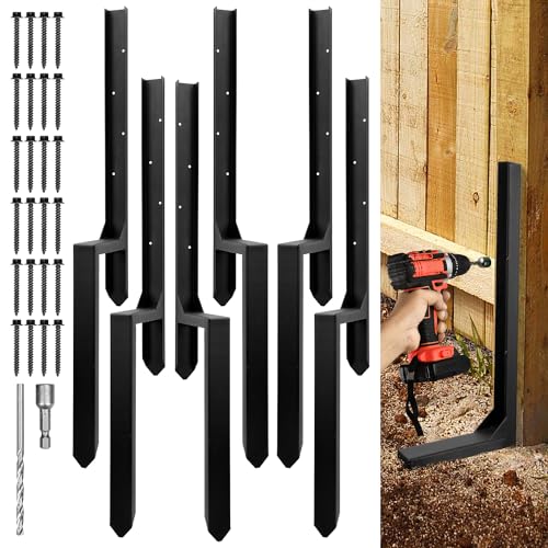 Heavy Duty Fence Post Repair Kit, Anchor Spike, Double-Leg, Set 6 | Heavy Duty Steel, Fence Post Anchor Ground Spike, For Repair Tilted, Broken Wood Fence Post - color: Set 6