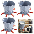 Sawysine 3 Pcs 8.45 Quart Calf Nursing Bucket, Five Teats Feeder with Metal Hanger, Hanging Calf Pail with Nipple Livestock Feeder for Over The Fence, Stall, Barn, Cowshed/Cattle Housing - color: Five Teats