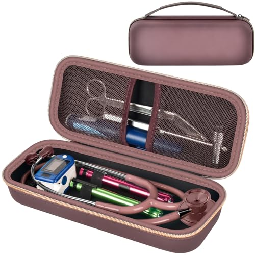 Stethoscope Case for 3M Littmann/for MDF,Nursing School Essential Organizer‌ | For Classic III Monitoring/Lightweight II S.E/Cardiology IV Diagnostic/Acoustica,Doctor/Student/Clinical Use, Case Only,Brown - color: Brown