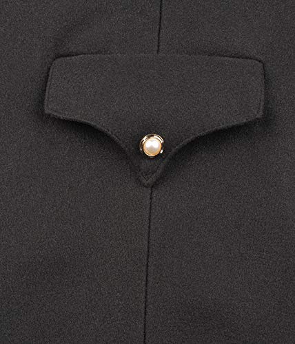 Long Trench Pea Coat for Women - Winter Trench Coat Goth Lapel Peacoat Outwear Thick Hood Pea Jacket Trenchcoat - color: B- Black, size: XX-Large