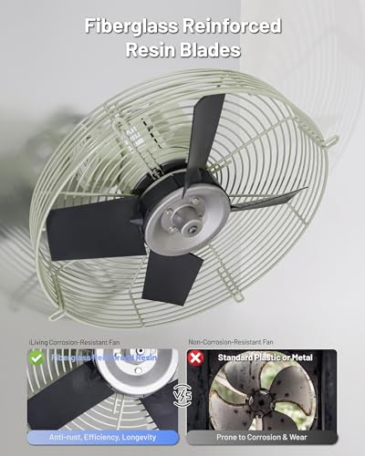 iLiving 16-Inch Corrosion Resistance Shutter Exhaust Fan, Single Speed - size: 16-Inch