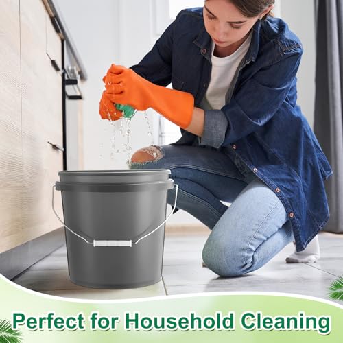Tioncy 24 Pcs 2 Gallon Plastic Buckets with Lids and Handles,Grey | Storage Pails for Paint, Cleaning, Organizing, Durable Containers, Metal Handles, Plastic Material - color: Gray
