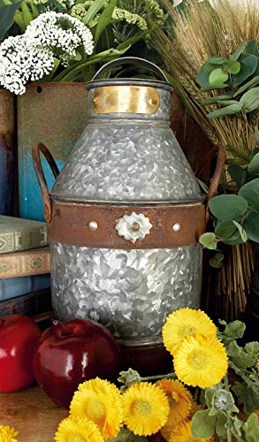 Deco 79 Metal Galvanized Milk Can, 13 by 7-Inch