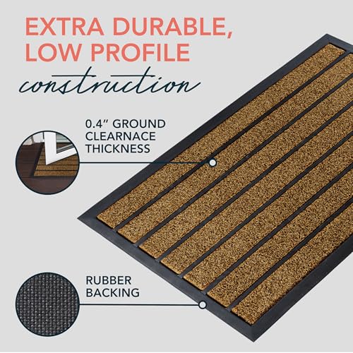 ubdyo Extra Durable Door Mat Outside Entrance (30" x 17", Bright Brown) | Dirt Trapping, Non-Slip Backing, Indoor or Outdoor Use, Welcome Mat, Low Profile, Natural Rubber, Stain Fade Resistant - color: Bright Brown, size: 30" x 17" (Rectangular)