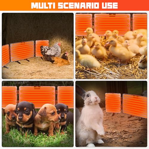 Smart Chicken Coop Heater, 260 Watts 3-in-1 Foldable Chick Heater Built-in Adaptive Temperature Sensor, Chicken Coop Heater for Winter, Coop Heater Adaptable to Timer and Temp Controllers