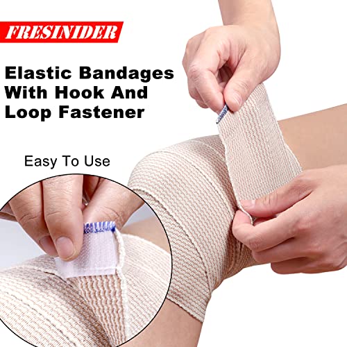 FRESINIDER Premium Elastic Bandage Wrap 6 Inch, 4 Pack, Hook and Loop | Extra-Wide 6-Inch Cotton Compression Wrap for Thigh, Shoulder and Large Leg; Secure Ends for Swelling and Injury Recovery. - color: 4 Pack X 6 Inches