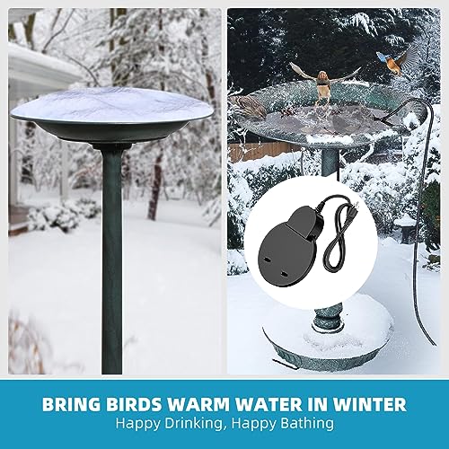250W De-Icer Birdbath Heater with Black Teflon Coating, Integral Cast Aluminum Trough Heater for Livestock,Poultry, Birds, and Wildlife, Winter Use for Chicken Water Heater,9.84FT Cord
