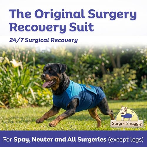 Surgi Snuggly Dog Surgery Recovery Suit, Cone Alternative, Spay/Neuter 2XLS | Dog Recovery Suit for Dogs — Veterinarian-Invented Surgical Suit & Recovery Onesie with Easy Bathroom Access After Surgery - color: Double Blue, size: 2 Extra Large Small(L-28"-