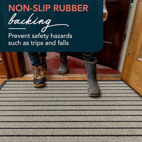 ubdyo Extra Durable Door Mat Outside Entrance (47" x 32", Bright Beige) | Dirt Trapping ,Non-Slip Backing, Indoor or Outdoor Use, Welcome Mat, Low Profile, Natural Rubber, Stain Fade Resistant - color: Bright Beige, size: 47" x 32" (Rectangular)
