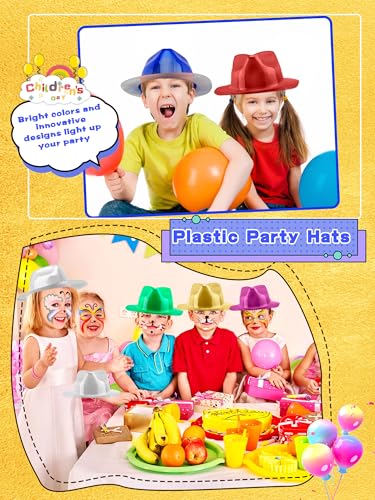 36 Pcs Party Gangster Hats Plastic Party Hats Bulk Fedora Party Hats for Kids Adults Cosplay Photo Booth Supplies - color: Color Set 1