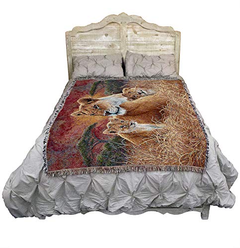 Pure Country Weavers Motherly Lioness and Cubs Blanket by Lucie Bilodeau - Gift Tapestry Throw Woven from Cotton - Made in the USA (72x54) - color: Lioness
