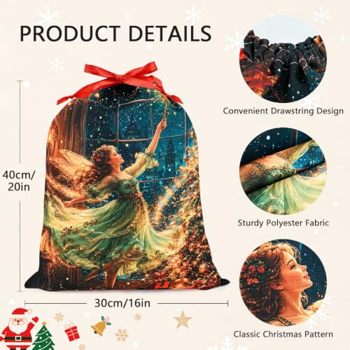KzgtY Christmas Eve Angel 2PCS Gift Bags with Drawstring, 16 x 12 Inch Reusable Present Sacks for Christmas,Brithday, Holidays,Parties & Gift Packaging - color: Christmas Eve Angel