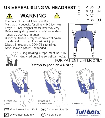 Universal Divided Leg Patient Lift Sling with Headrest (X-Large) Compatible with Hoyer, Invacare, McKesson, Drive, Lumex, Medline, Joerns and Other Patient Lifts, Solid Fabric Polyester - size: X-Large (Pack of 1)