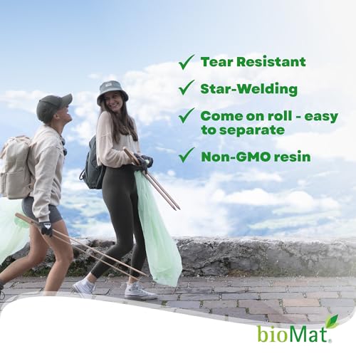 bioMat 33-35 Gallon Compostable Food Scrap Bags, 10 Count | BPI, CMA and OK Compost HOME certified, Meets the ASTM D6400 Standard, Tall Flat Top Bin Liner for Kitchen Food Waste Bin - size: 10 Count (Pack of 1), style: 35 Gallon