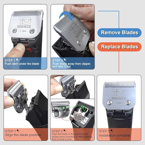 7F/5F/4F/3F Dog Grooming Blades,Compatible with Andis,Oster A5,Wahl KM10 | Include 7F/5F/4F/3F Detachable blade ,Made of Stainless Steel,,4 Count - size: 7F+5F+4F+3F