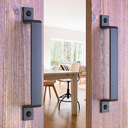 2-Pack 10 Inch Straight Bar Barn Door Handle - Black Cast Iron Pull for Sliding Doors, Gates, Sheds, Fences, Closets - Indoor Outdoor Farmhouse Hardware - size: 10" - 2 Pack, style: Straight Bar
