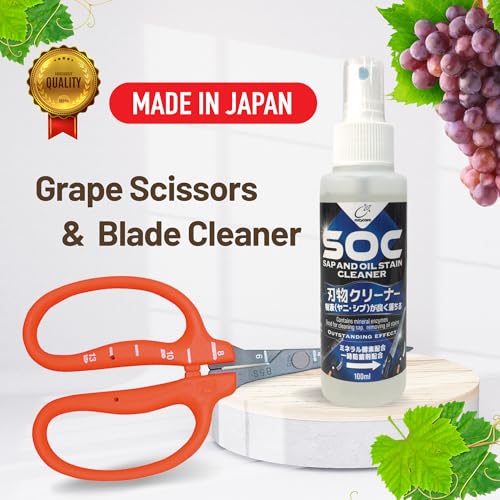 Chikamasa B-500SLF Stainless Steel Fluorine Coated Garden Pruning Shears with Nascom Blade Cleaner & Sap Remover Set, Made in Japan Professional Gardening Maintenance Kit