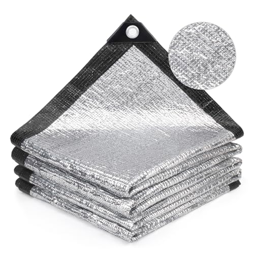 SUNNY GUARD 99% Aluminum Sun Shade Cloth, 6x8FT Heat Reflective Tarp | Reflective Aluminum Shade Cloth Blocks 99% Sunlight, Reduces Heat Buildup, and Keeps Gardens, Greenhouses and Cars Cooler - color: Sliver-99% Shade, size: 6x8FT