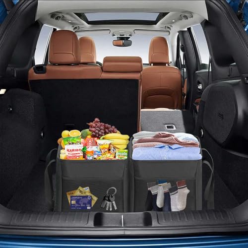 LHZK Standing Utility Tote Bag with Metal Wire Frame and the Sides Rinforced, Large Tote Bag with Handle, Reusable Grocery Bags Foldable, Beach Bag, Car Tote (Black, 18.5''x11.8''x11.5'') - color: Black, size: 18.5''x11.8''x11.5''-1 Pack