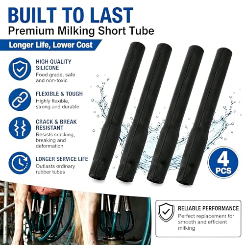 4PCS Milking Short Tube Safety Rubber Hose for Cow Milking Machine Replacement Parts Food Grade Milking Cup Set Parts for Cow Milking Machine Food Grade Silicone Tubes(Black milk tubes) - color: Black short milk tubes (4 in a pack)