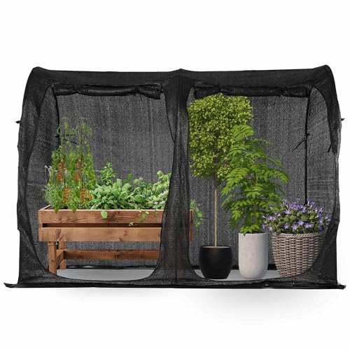 Large Tunnel 8.2'x4' Sunshade Cloth Gardening Net,Easy Set up 6FT Tall Crops Shade Net Cover, UV Resistant Plant 80% Sunblock Net for Vegetables,Fruits and Mini Flower Pot with Stakes and Carry - size: 8.2X4X6FT