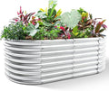 Land Guard Galvanized Planter Raised Beds, 6×3×1.99ft Galvanized Water Trough, Keyhole Raised Garden Bed Metal - color: Classic Silver, size: 6×3×1.99ft