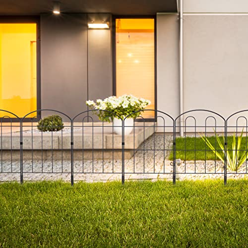 Decorative Garden Fence 24in x 10ft, Flower Bed Fencing Panels | 10 Pack,Iron Wire,RustProof,Animal Barrier - size: 10ft Arc