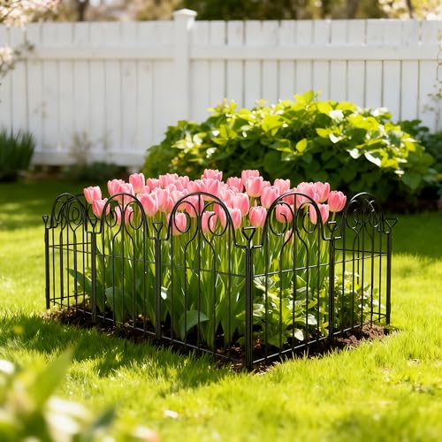 Decorative Garden Fence 17in x30ft,30 Panels Rustproof Metal No Dig Fence | Animal Barrier,Arched Flower Bed Edging Ornamental Wire Border Panel Fencing for Yard Patio Outdoor Decor - size: 30 Panels-17in(H)x13in(L)-Style2