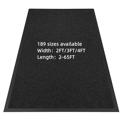 Front Door Mat 2′ x 3′, Heavy Duty Commercial Doormat for Entrance | Large Non-Slip Rubber Floor Mat for High-Traffic Areas,Mud Trapper,Waterproof Durable 0.25" Low-Profile Indoor Welcome Mat - color: Black Pebble, size: 2ft x 3ft