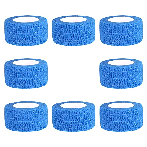 Bandage Wrap 8 Pack 1”x 5 Yards Self Adhesive Bandage Wrap Breathable Cohesive Bandage Wrap Rolls Athletic Elastic Self Adherent Wrap for Sports Injury,Wrist, Knee, Ankle Sprains and Swelling(Blue) - color: Blue, size: 1 Inch (Pack of 8)