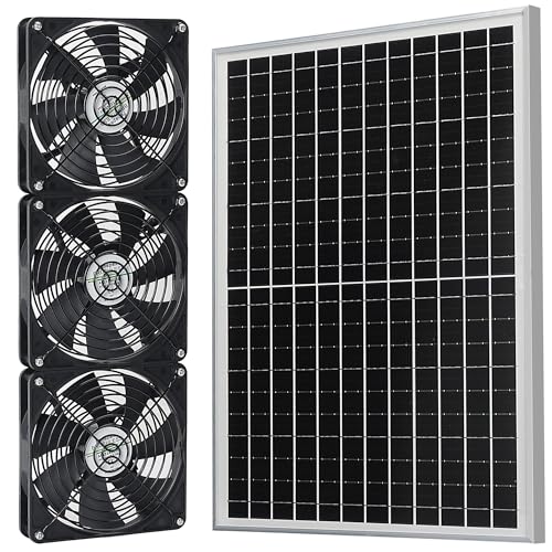 Fanspex 5.5" Solar 3 Fan Kit Waterproofed for Chicken Coop & Greenhouse | High Velocity Solar Powered Fans for Outdoor Shed Intake or Exhaust Air - size: 5.5" 3 Fan Kit