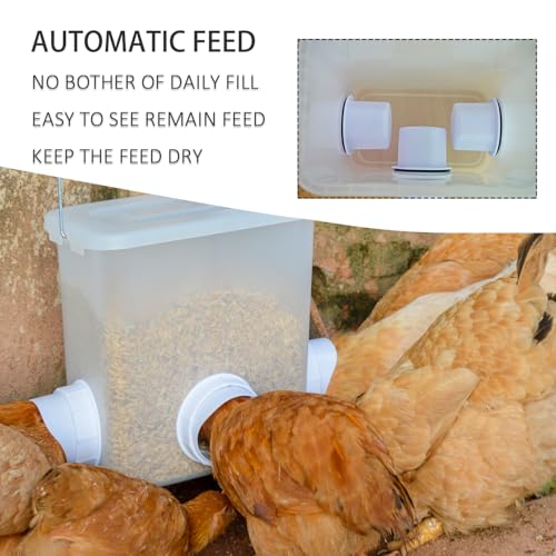 Automatic Chicken Feeder & Waterer Set Chicken Feed Bucket, Large Capactiy | Rain proof, Gravity, No Waste Poultry Feeder, Auto Refill Chicken Water Cup