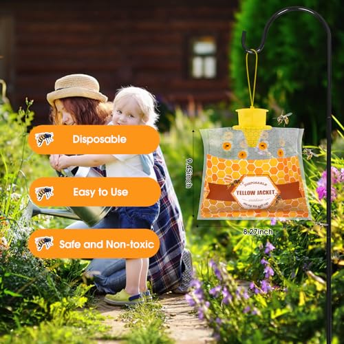 4 Pack Disposable Wasp Traps Outdoor Hanging Bags | Weatherproof Carpenter Bee Traps for Outside, Hornet & Yellow Jacket Trap, Wasp Catcher for Patio Garden Yard - size: 4 Pack