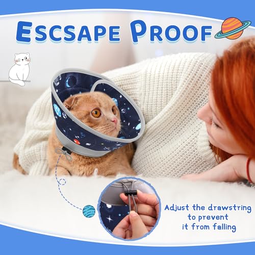 Cat Cone Collar Soft to Stop Licking, Adjustable, Foldable Lightweight Kitten Cones After Surgery Recovery for Cats & Kittens, Cat Cone Alternative, Easy Eating (Grey, L) - color: Grey, size: L