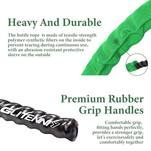 Battle Ropes Green Workout Rope 1.5inch Battle Ropes for Home Gym 30ft Exercise Ropes for Working Out Heavy Ropes for Exercise Training Weighted Rope Weighted Workout Rope Battle Rope - style: Green