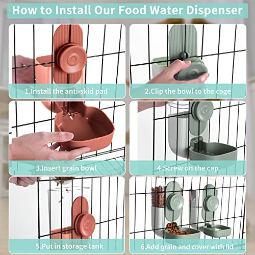 Rabbit Feeder, Bunny Water Bottle Dispenser, Pet Ferret Cage Food Bowl - color: Brown