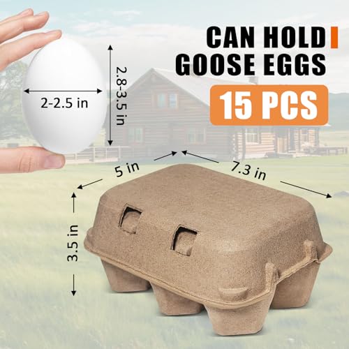 tutata Goose Egg Cartons, 15 Pack, Half Dozen Jumbo Egg Carton, Blank Top | Pulp Carton, for Goose Eggs Or Jumbo Duck Eggs
