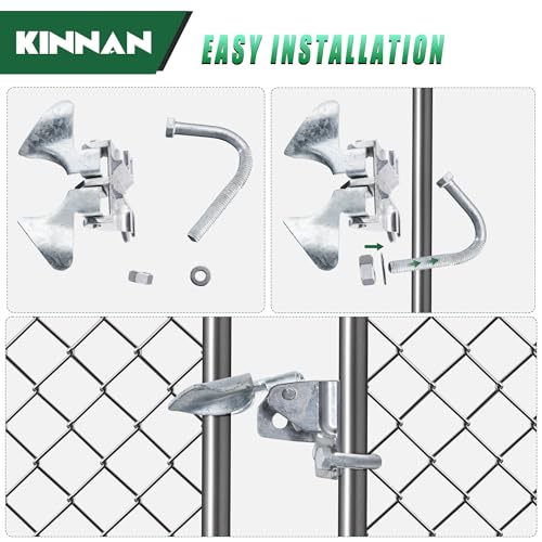 2 Pack KINNAN Chain Link Fence Butterfly Gate Latch, Galvanized Steel Butterfly Gate Latch for 1-3/8" Gate Frame and 2-3/8" Gate Post, Fence Gate Latch with Padlock Hole