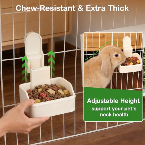 RUBYHOME Rabbit Hay Feeder Guinea Pig Food Feeder Adjustable Height Rabbit Feeder Guinea Pig Food Bowl Complete Bunny Bundle Bunny Accessories for Rabbits, Guinea Pigs, Chinchillas