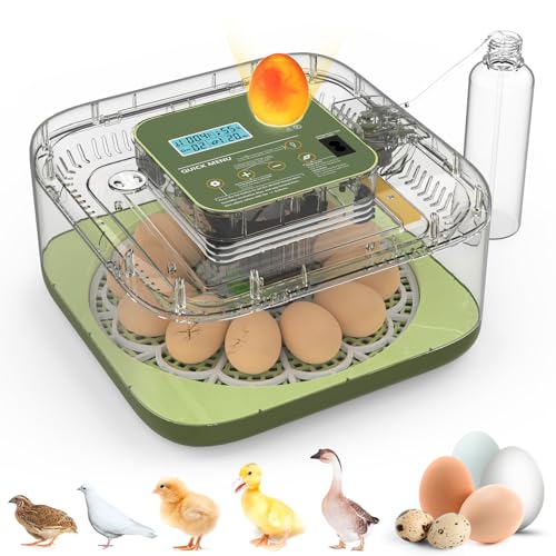 HOWOOlUA 12 Egg Incubator for Hatching Eggs with Auto Turn, Temp & Humidity Control, Built-in Candler Large Capacity Egg Incubator for Chicken Duck Goose Eggs