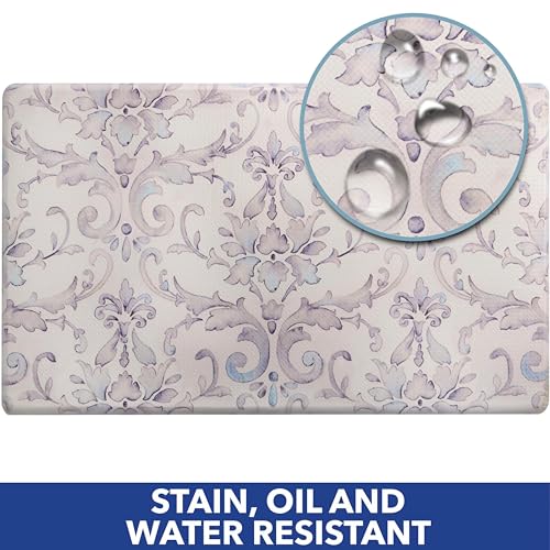 SoHome Cozy Living Anti Fatigue Mat Kitchen Mat Non Slip Stain Resistant Easy Clean 1/2 Inch Thick Kitchen Floor Mats, Damask Grey 18" x 55" - color: Grey, size: 18"L x 18"W x 0.5"Th