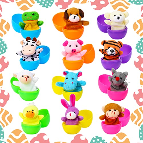 12pcs Easter Eggs Filled with Finger Puppets | for Easter Basket Stuffers, Easter Eggs Hunt, Easter Party Favor, Easter Gift for Kids - style: 12pcs