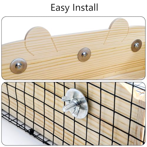 Rabbit Hay Feeder, Wooden Bunny Food Feeding Manger, Rabbit Hay Holder Less Wasted Food Dispenser for Guinea Pig, Chinchilla, Hamster