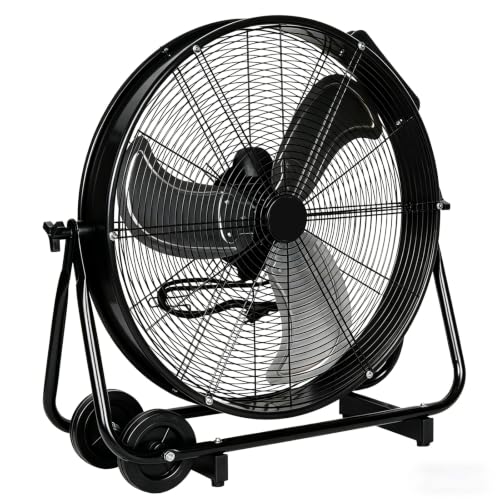 BILT HARD 24" 8100 CFM High Velocity Drum Fan, 3 Speeds Heavy Duty Tilt Metal Floor Shop Fan, Commercial Industrial Use for Garage, Factory, Warehouse, Black - size: 24 INCH