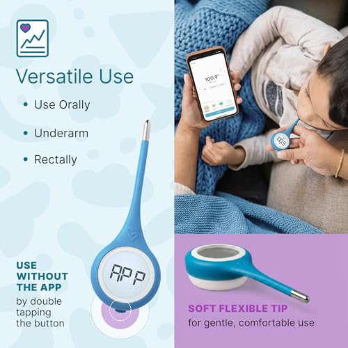 Kinsa Smart,Fever, Digital Medical Baby, Kid and Adult Termometro - Accurate, Fast, FDA Cleared Thermometer for Oral, Armpit or Rectal Temperature Reading - QuickCare | Fast, accurate, FDA-cleared medical termometro for babies, kids and adults